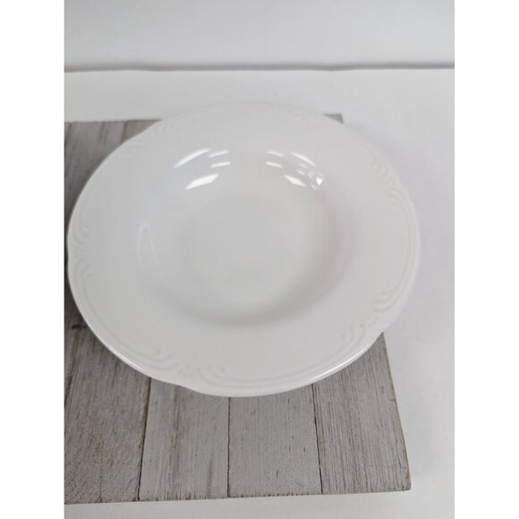 Pfaltzgraff Filigree White Cereal Soup Bowls Set of 2 Rimmed - Picture 2 of 6